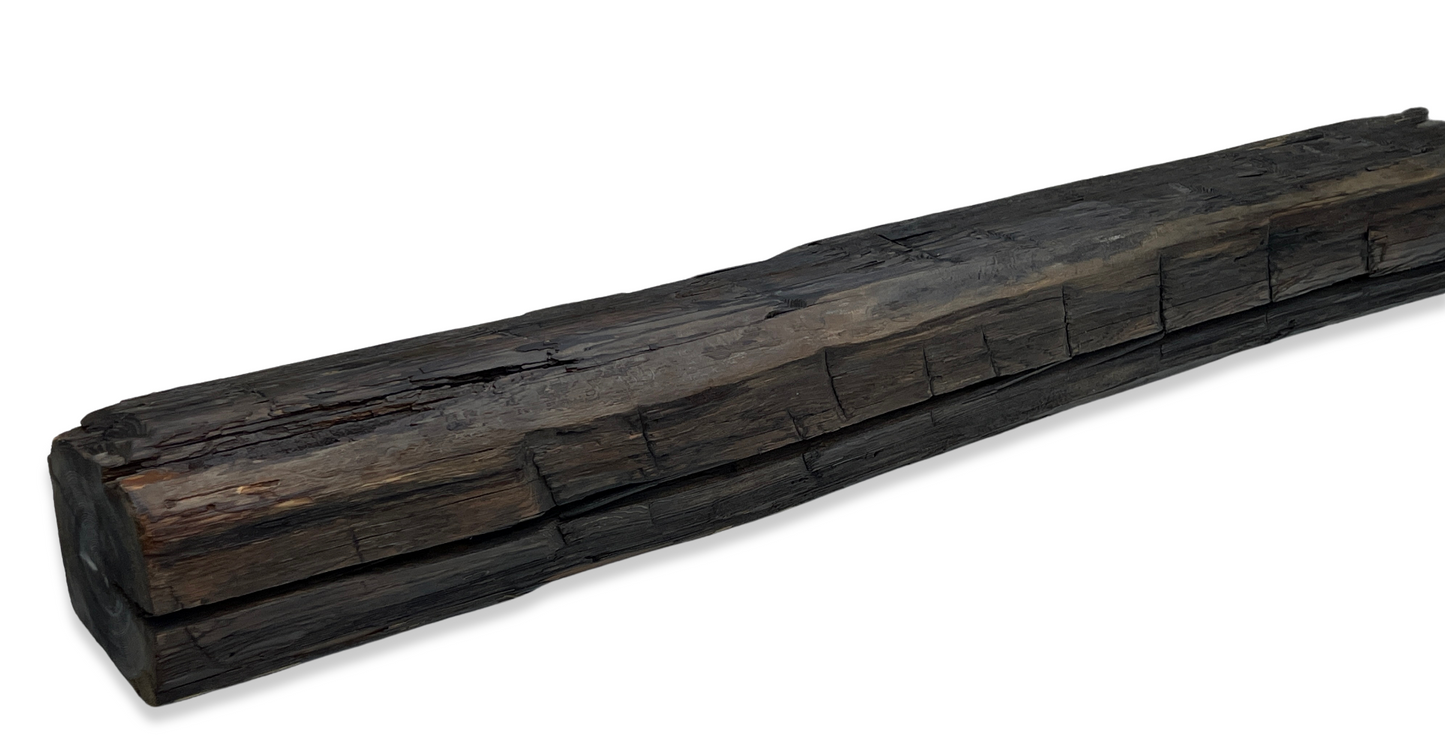 5.5" x 6" x 60" Hand Hewn Reclaimed Wood Mantel Barn Wood A823