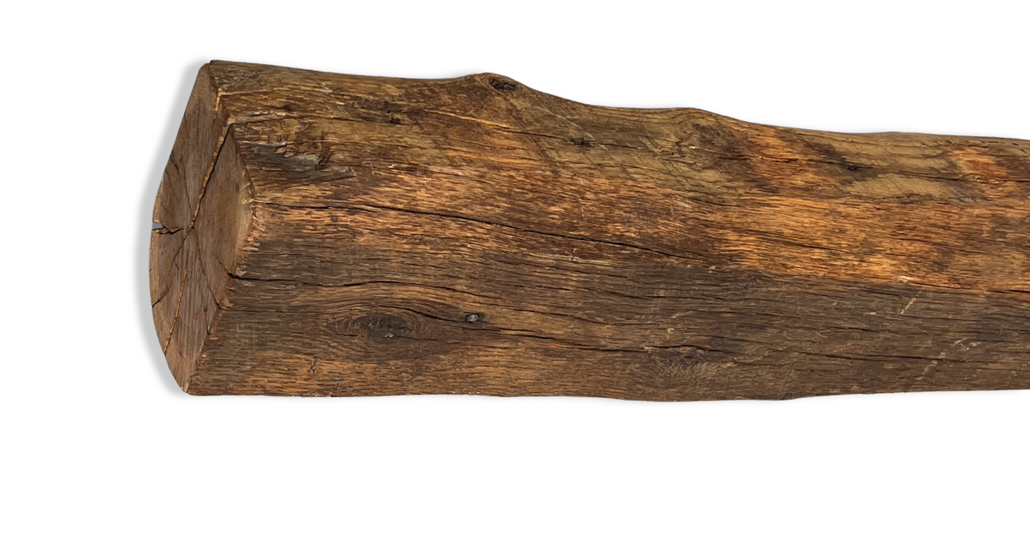 6" x 8" x 60.5" Circle Sawn Reclaimed Wood Mantel - Barn Wood A223
