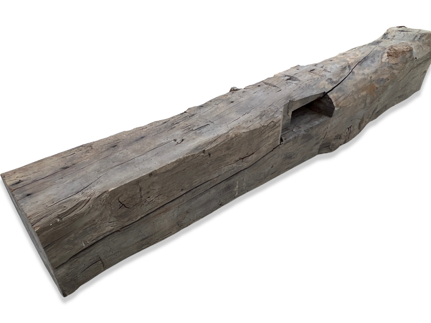 8" x 8.5" x 60" Hand Hewn Reclaimed Wood Mantel Barn Wood