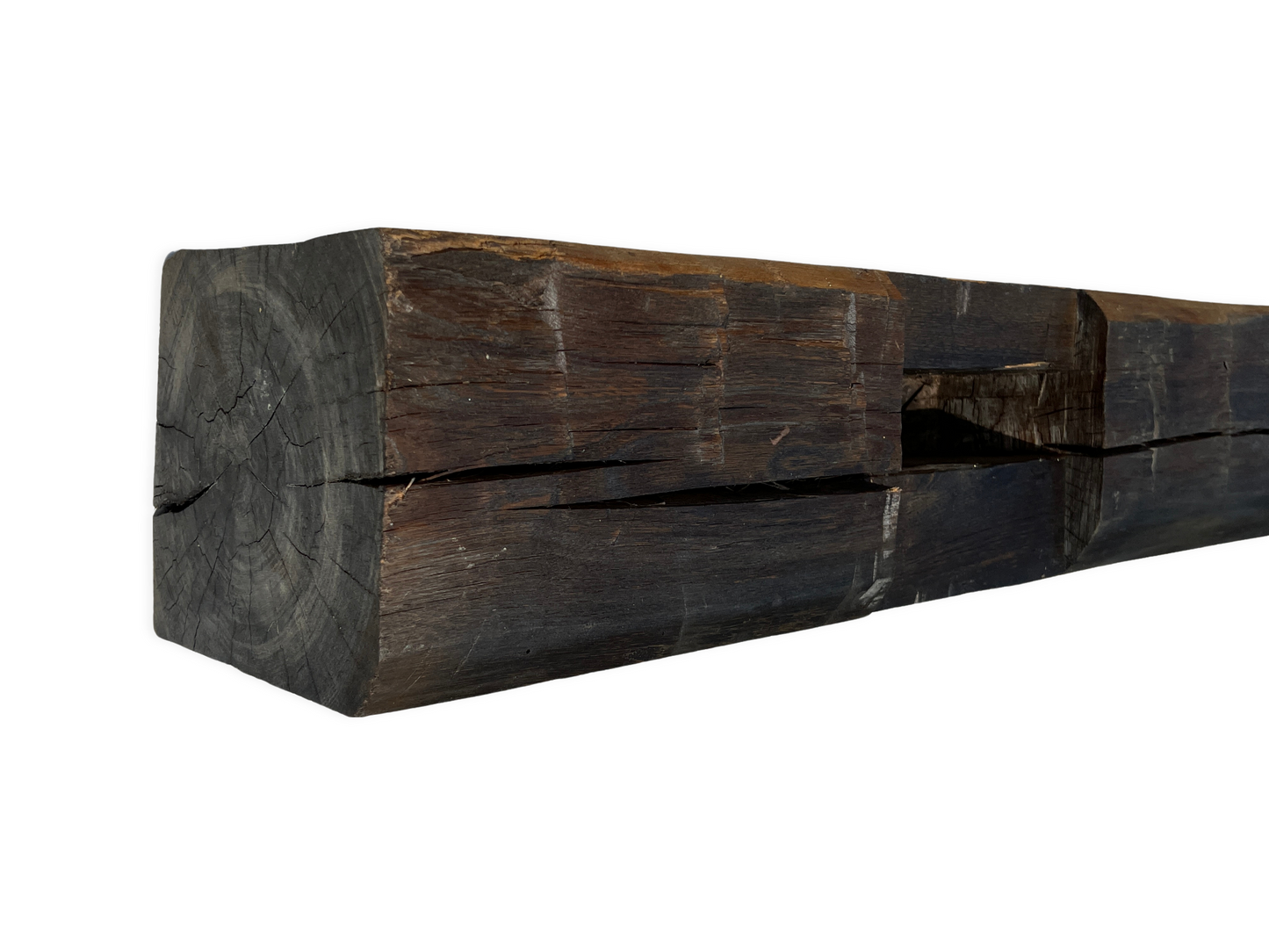 7" x 8" x 60" Hand Hewn Reclaimed Wood Mantel Barn Wood