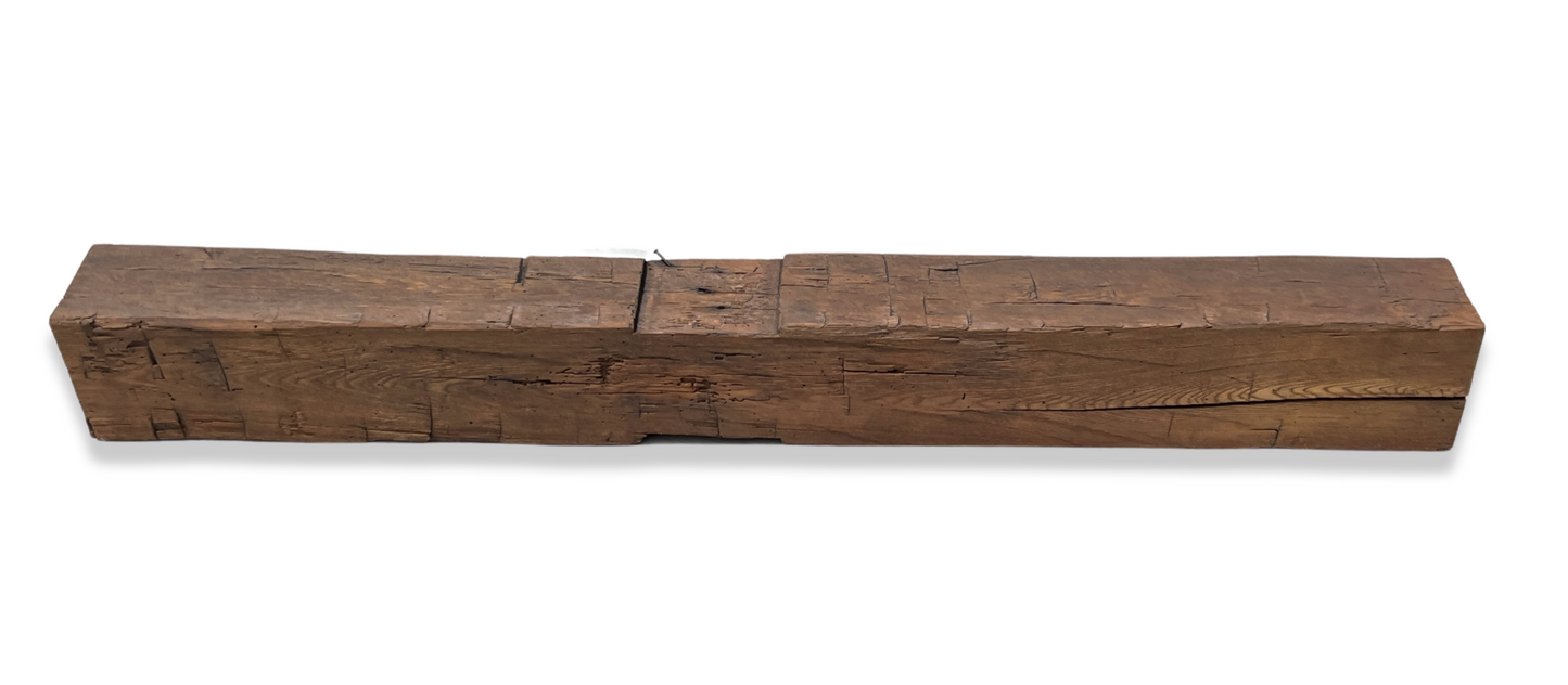 6" x 6.25" x 60" Hand Hewn Reclaimed Wood Mantel Barn Wood A523