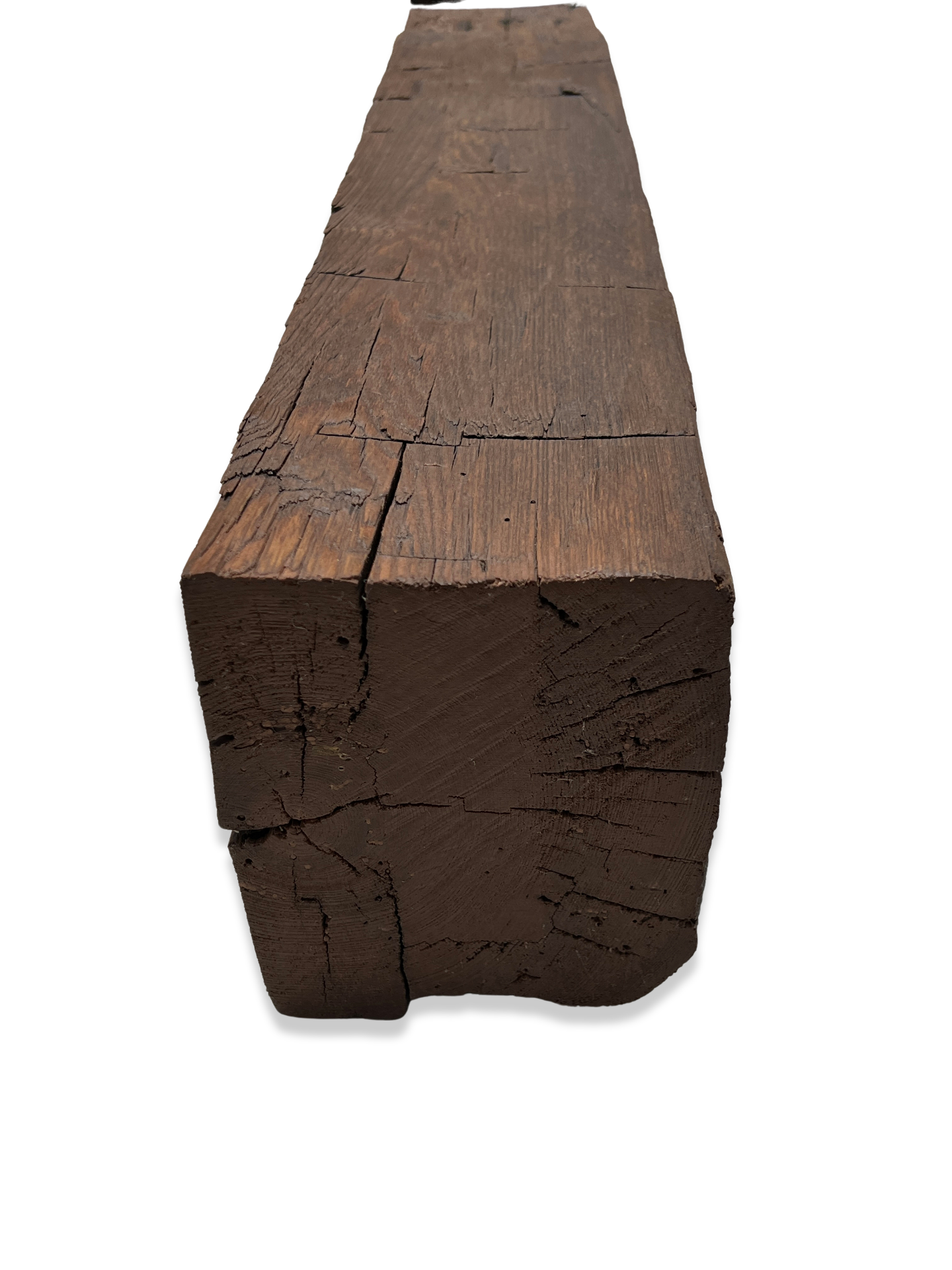 6" x 6.25" x 60" Hand Hewn Reclaimed Wood Mantel Barn Wood A523