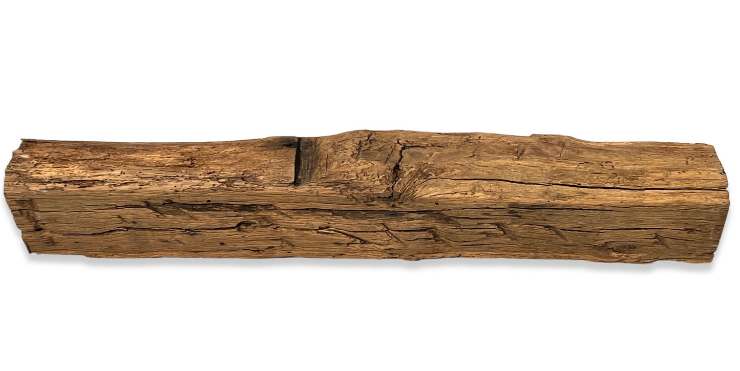 6" x 8" x 47.5" Hand Hewn Reclaimed Wood Mantel Barn Wood A423