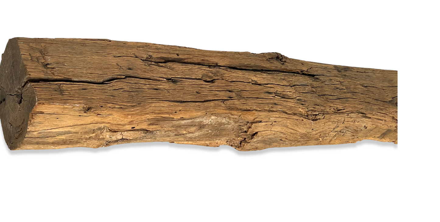 6" x 8" x 47.5" Hand Hewn Reclaimed Wood Mantel Barn Wood A423