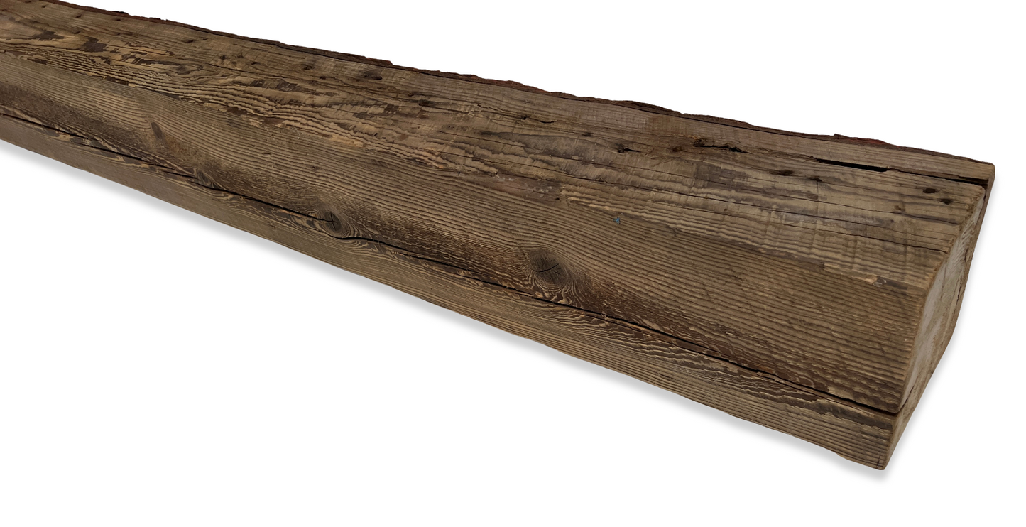 6" x 6" x 60" Barn Wood Circle Sawn Reclaimed Wood Mantels S232