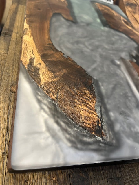 Custom Epoxy Wood Charcuterie Board Blue/Green Dark Wood