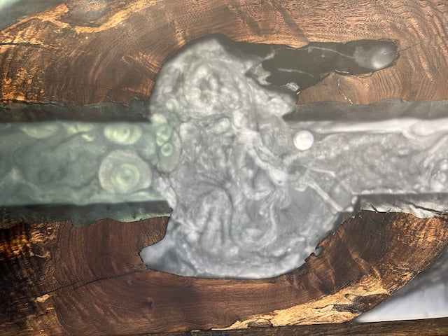 Custom Epoxy Wood Charcuterie Board Blue/Green Dark Wood
