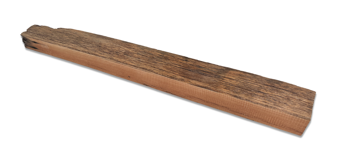 3.75" x 6.75" x 59.5" - Barn Wood Circle Sawn Reclaimed Wood Mantel LB