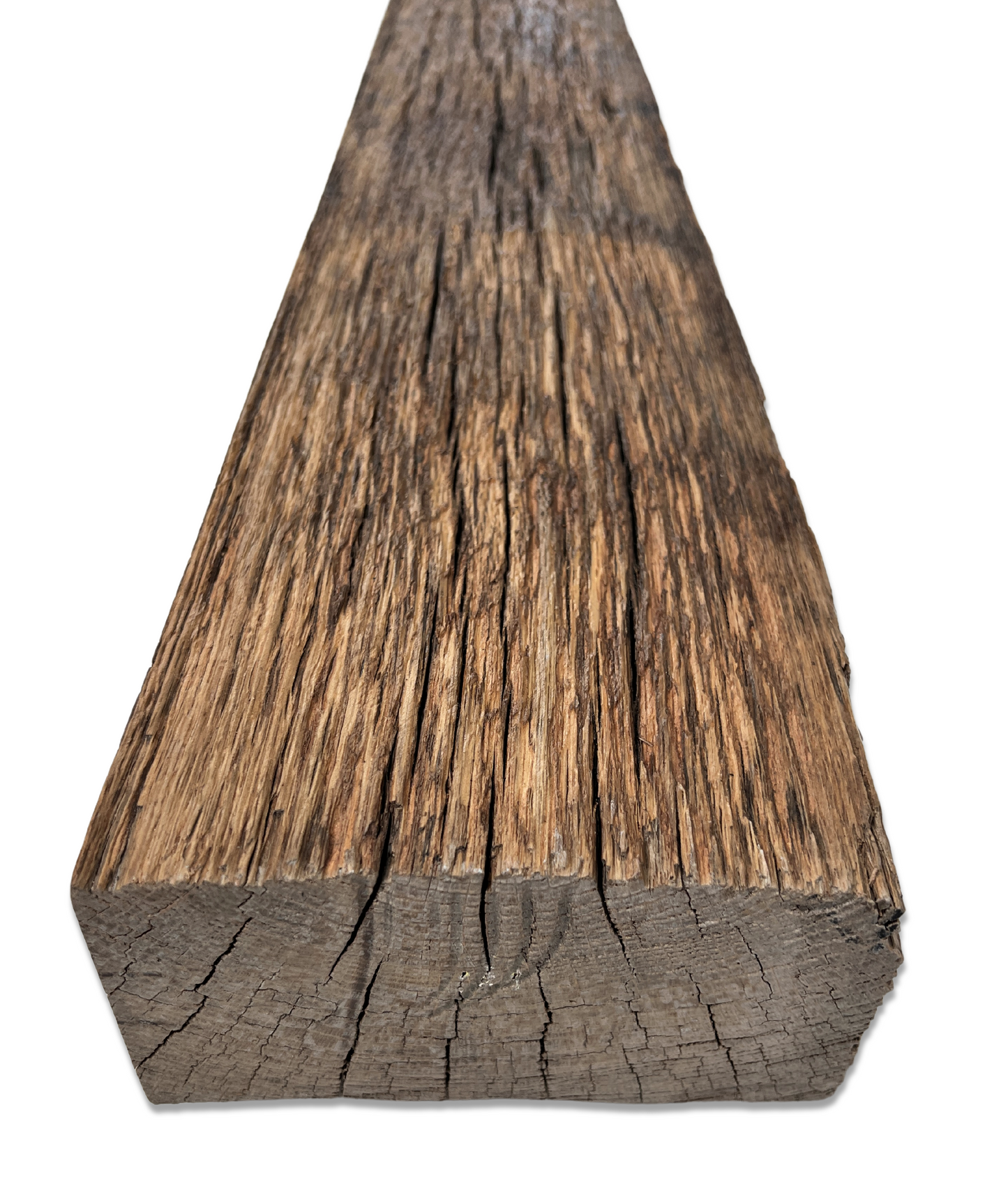 3.75" x 6.75" x 59.5" - Barn Wood Circle Sawn Reclaimed Wood Mantel LB