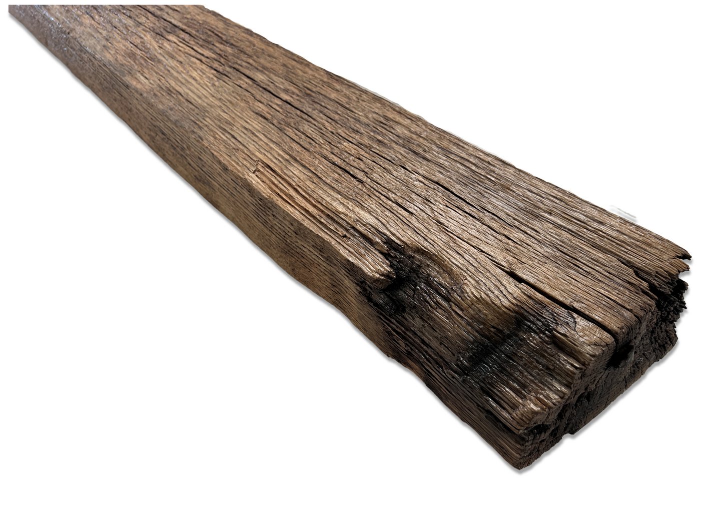 3.75" x 6.75" x 59.5" - Barn Wood Circle Sawn Reclaimed Wood Mantel LB