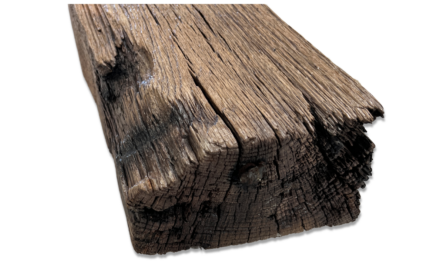 3.75" x 6.75" x 59.5" - Barn Wood Circle Sawn Reclaimed Wood Mantel LB
