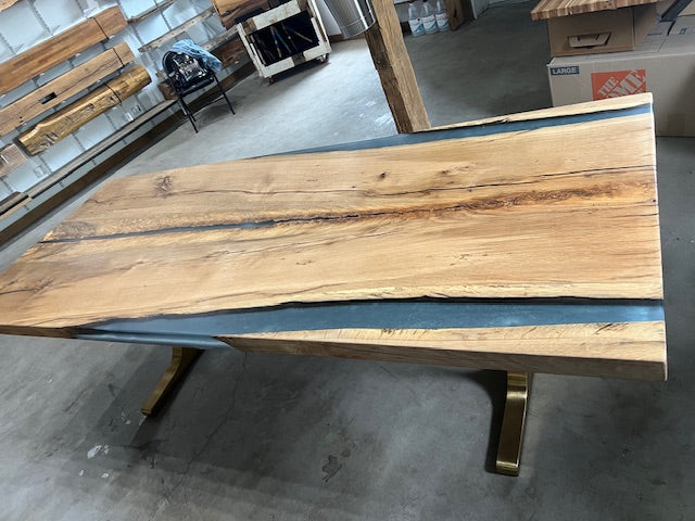 Silvery-Sage Epoxy White Oak River Table