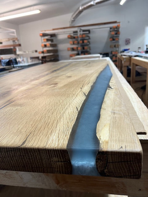 Silvery-Sage Epoxy White Oak River Table