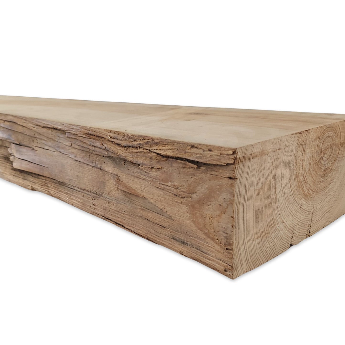 Hand Hewn Beam Shelf - With Heavy Duty Flush Mount (no gap) Floating Bracket - Free Shipping