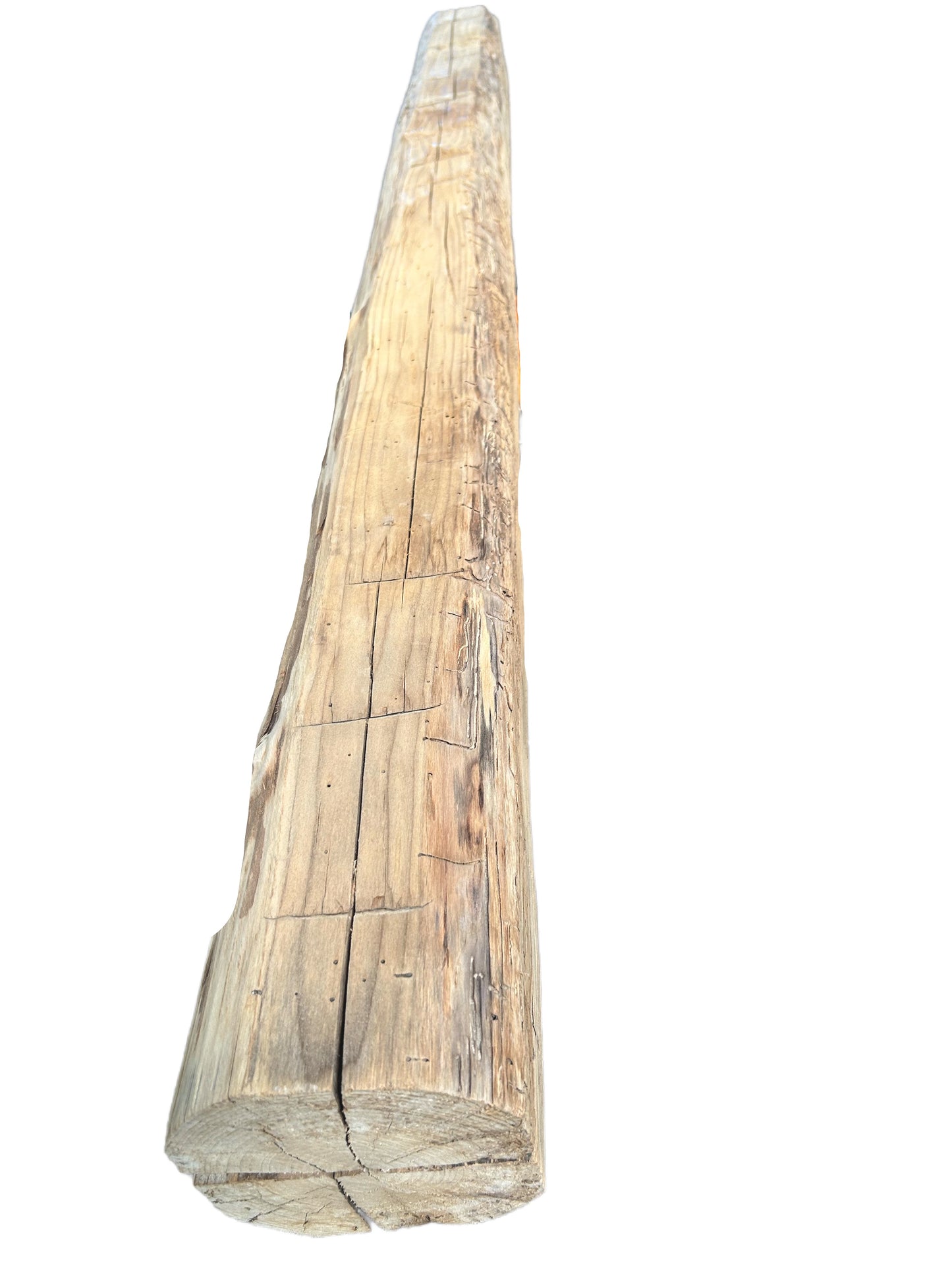 6 1/4 X 6 1/2 X 76 3/8 -Hand Hewn Mantel - Barn Wood 3063