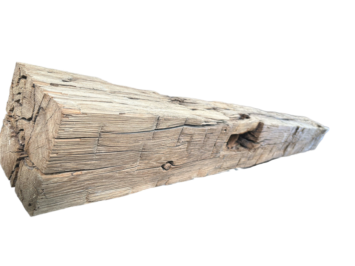 9 1/4 X 9 1/2 X 70 1/2  -Hand Hewn Mantel - Barn Wood 3065