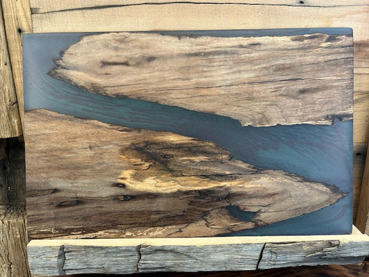 Custom Epoxy Wood Charcuterie Board Green\Blue Stained Wood