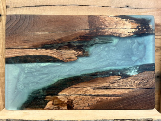 Custom Epoxy Wood Charcuterie Board Blue\Green Stained Wood