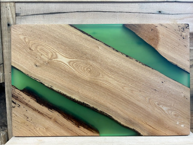 Custom Epoxy Wood Charcuterie Lime Green  Board  Stained Wood