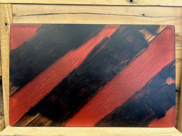 Custom Epoxy Wood Charcuterie Red Orange Dark Wood Stained Wood