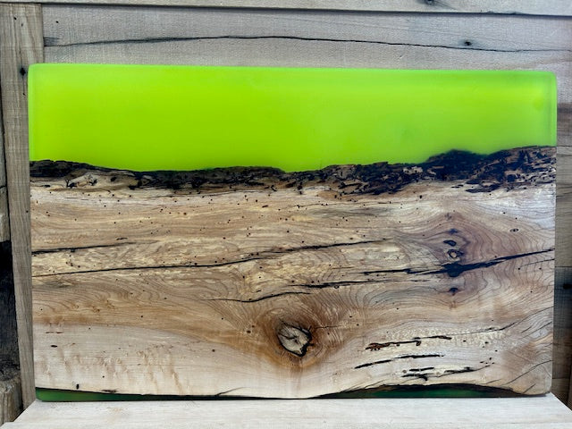 Custom Epoxy Wood Charcuterie Highlighter Yellow Stained Wood