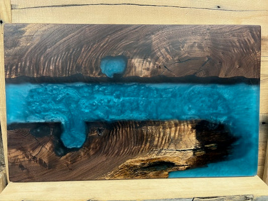 Custom Epoxy Wood Charcuterie Board Teal / Dark Wood