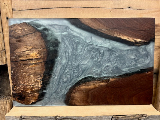 Custom Epoxy Wood Charcuterie Board Blue / Dark Stained Wood