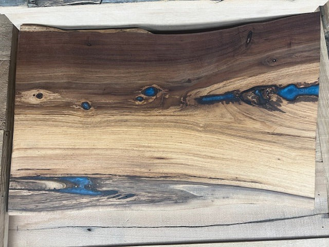 Custom Epoxy Wood Charcuterie Board Stained Wood / Blue