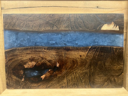 Custom Epoxy Wood Table Dark Wood / Blue