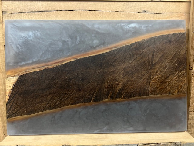 Custom Epoxy Wood Charcuterie Board Grey / Gold / Stained Wood