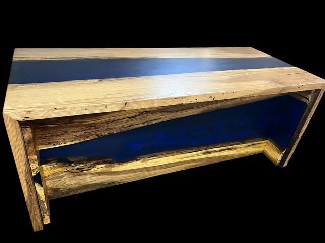 Blue Double River Epoxy Desk