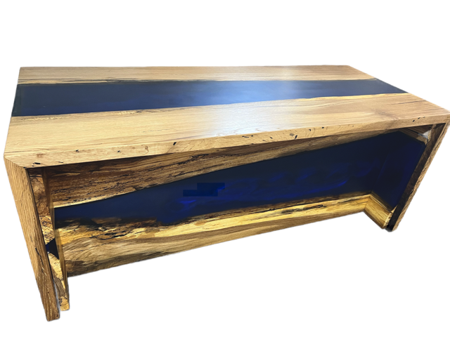 Blue Double River Epoxy Desk