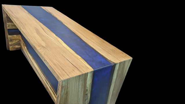 Blue Double River Epoxy Desk